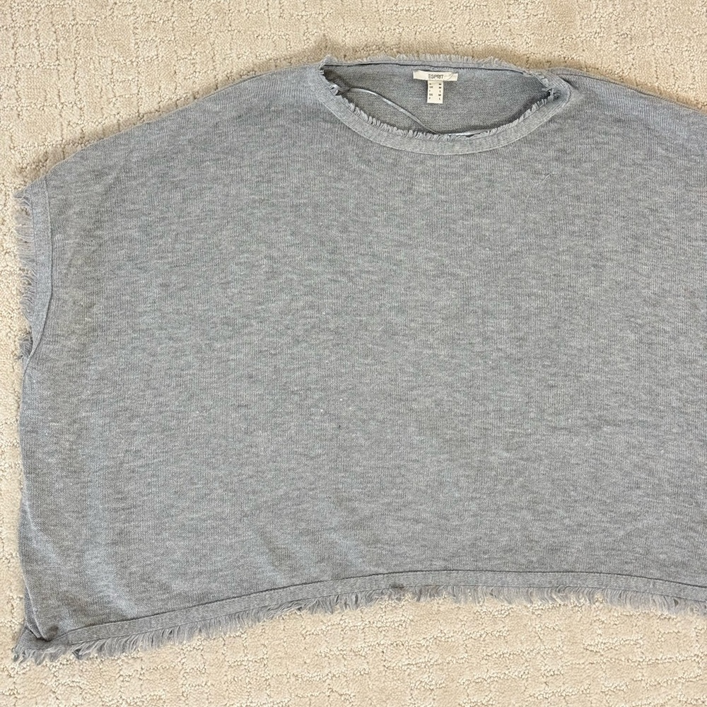 Light Gray Frayed Knit Top